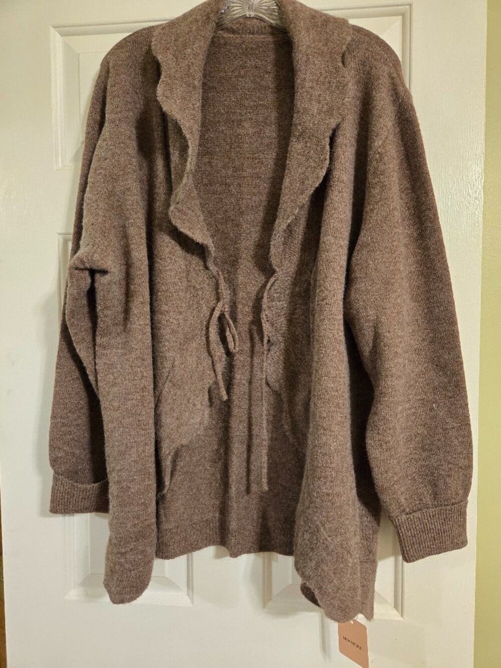Bloomchic light brown cardigan ruffle sweater 3X 22/24